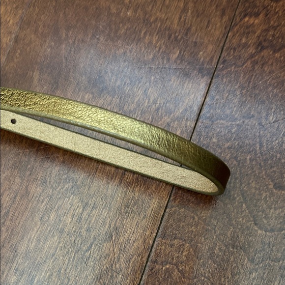 J. Crew Women’s Skinny Gold Bronze Leather Belt, Size Large - Picture 6 of 16
